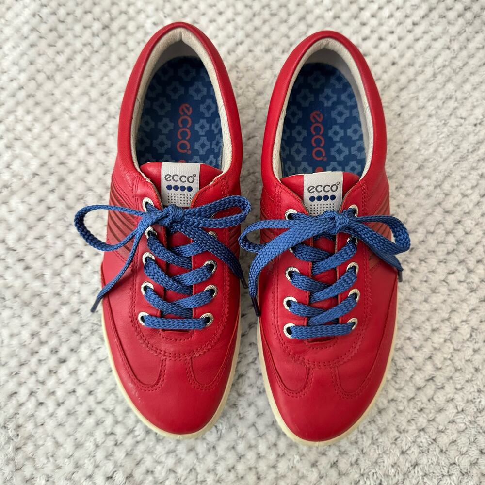 ECCO Golf Street Athletic Hydromax Sneaker Shoes Women 38 7/7.5US Red Leather - Picture 2 of 10